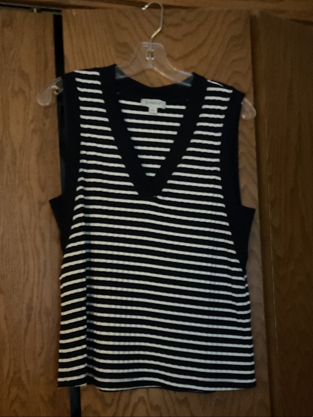 Evereve Black & White Striped V-Neck Tank